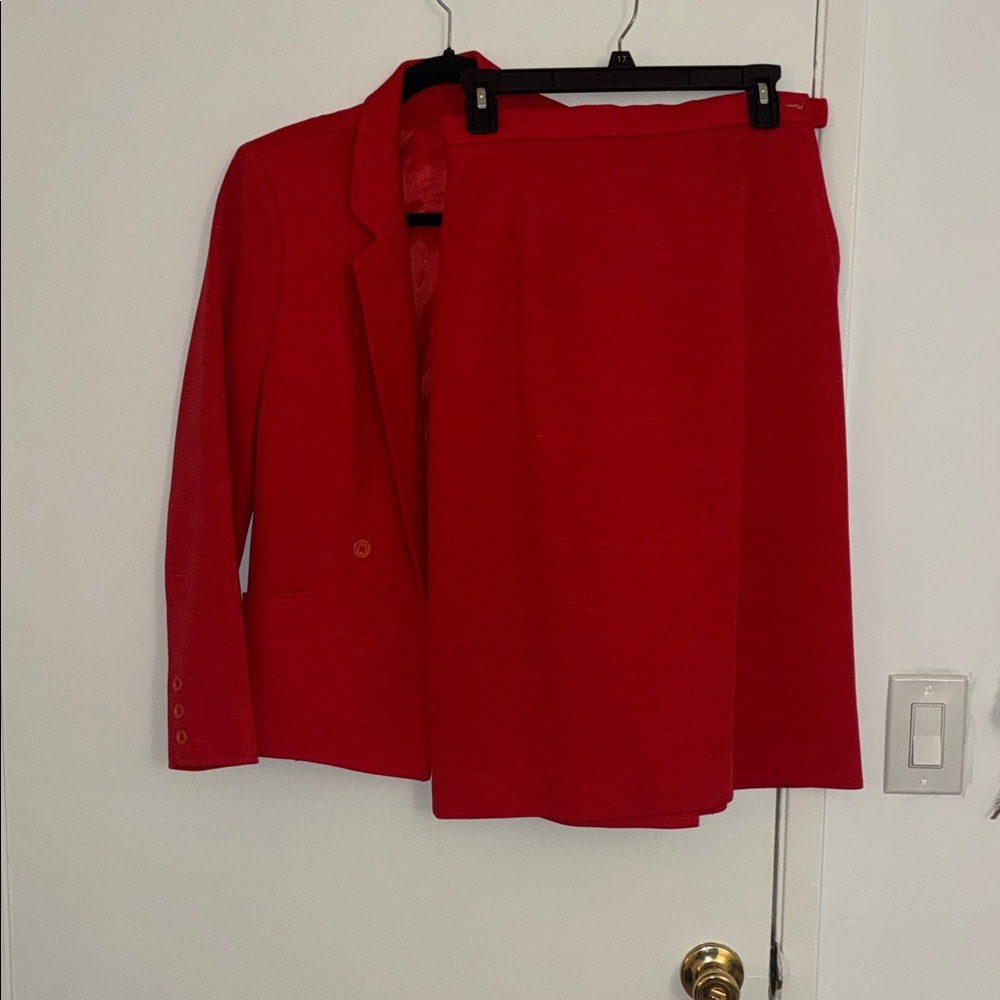 Red Blazer and Skirt Set